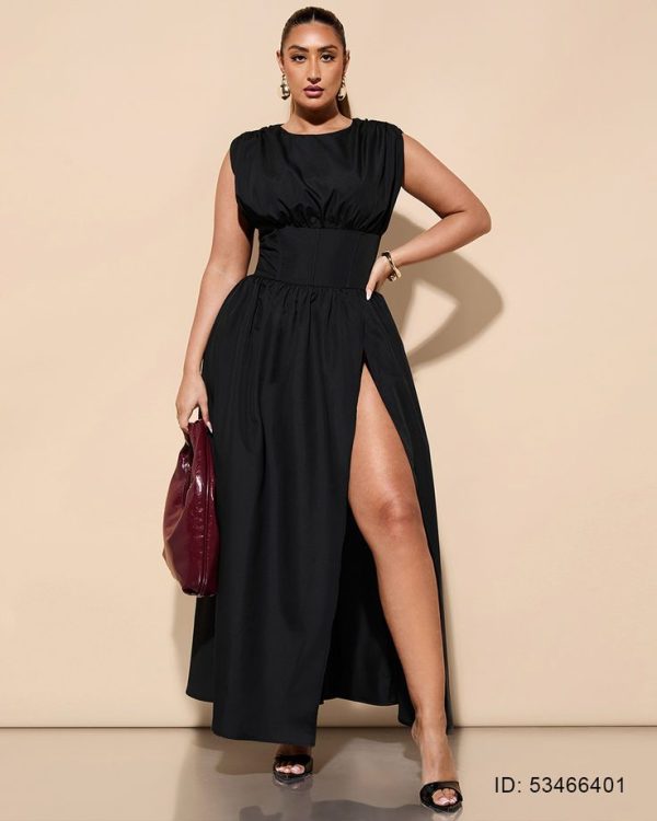 SHEIN BAE New Sleeveless Empire Waist High Slit Dress