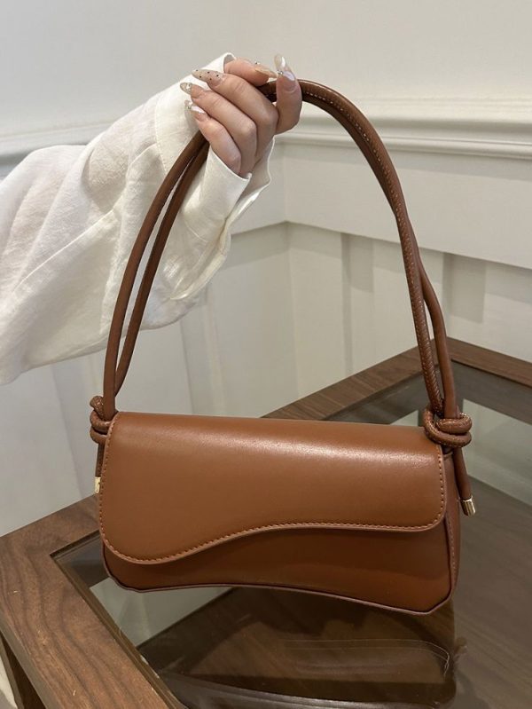 Fashionable Solid Color Asymmetrical Flap Adjustable Shoulder Bag