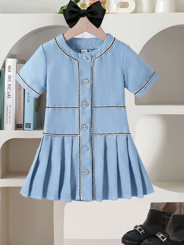 Girls Small Children Madeline Style Elegant Quality Pleated Dress