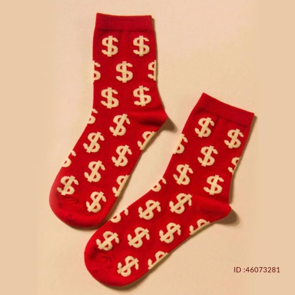 Men Fashion Caual Dollar Sign Crew Socks