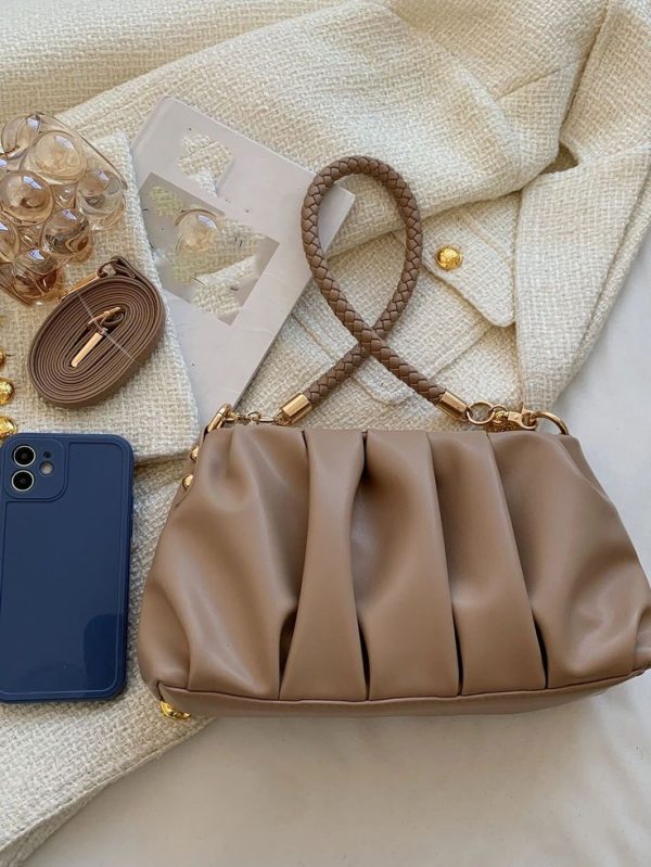 Vintage Bag, Winter Bag, Fashion Pleated Pu Leather Shoulder Bag, Women's Handbag, Crossbody Bag, Suitable For Girls, Students, White-Collar Workers, Commuting, Daily Collocation, Leisure, Shopping, Travel, Gifts.