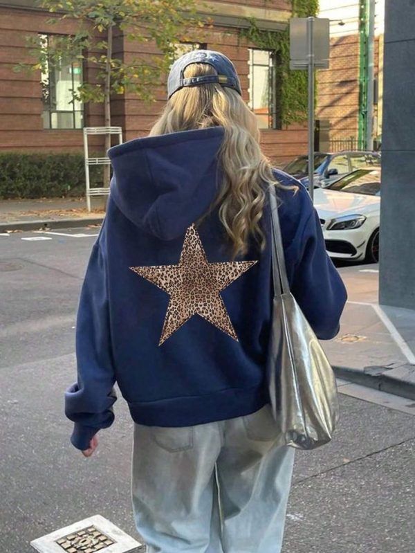 Star Pattern Fleece Hoodie