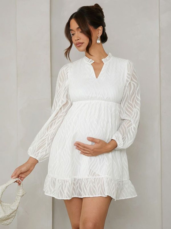 Maternity Puff Sleeve Loose Fit Dress