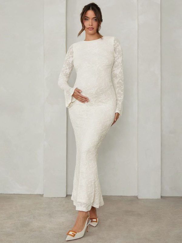 Flare Sleeve Fish Tail Hem Dress