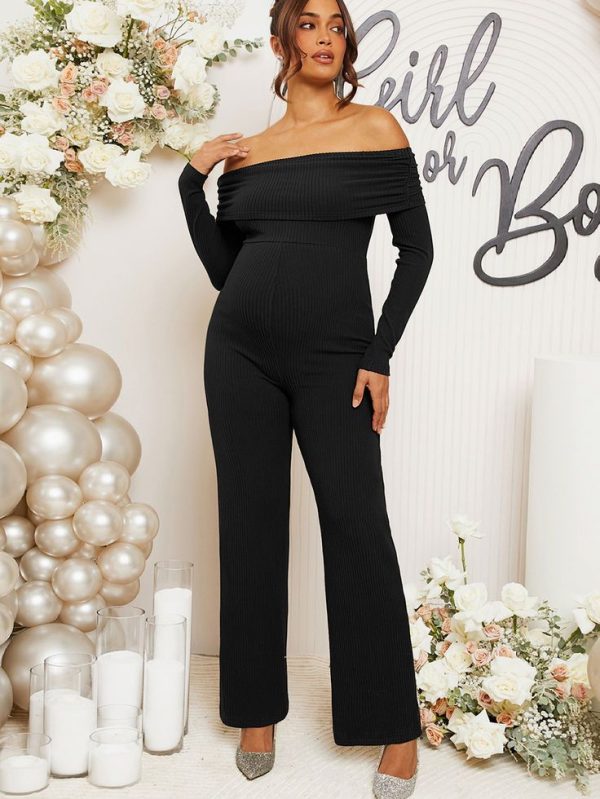 Solid Color Off-Shoulder Jumpsuit