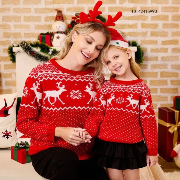 Jacquard Knitted Crew Neck Sweater