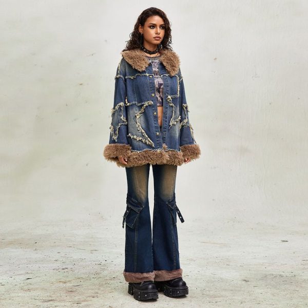 Five-Pointed Star Fringe Denim Jacket
