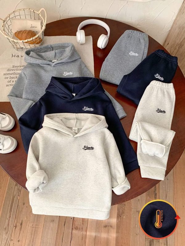 Multi-Piece Young Boys Casual Hoodie And Soft Relaxed Cuffed Pants Set
