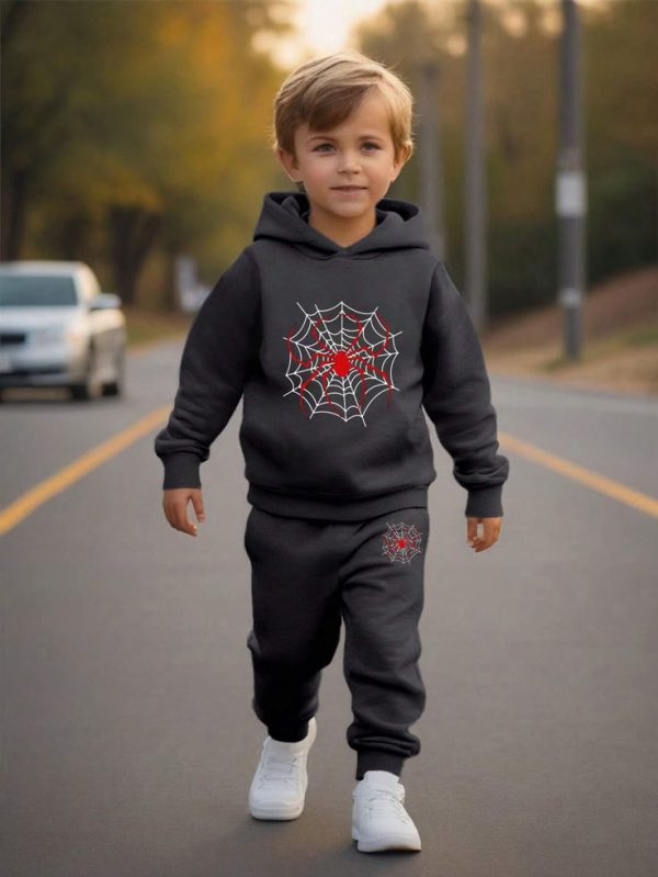 Young Boy Comfortable And Fashionable Graphic Print Hoodie Set
