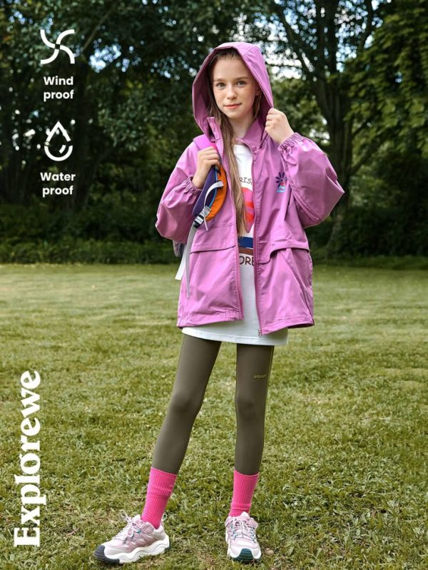Explorewe Oversized Casual Style Fall Girls Hooded Long Sleeve Jacket