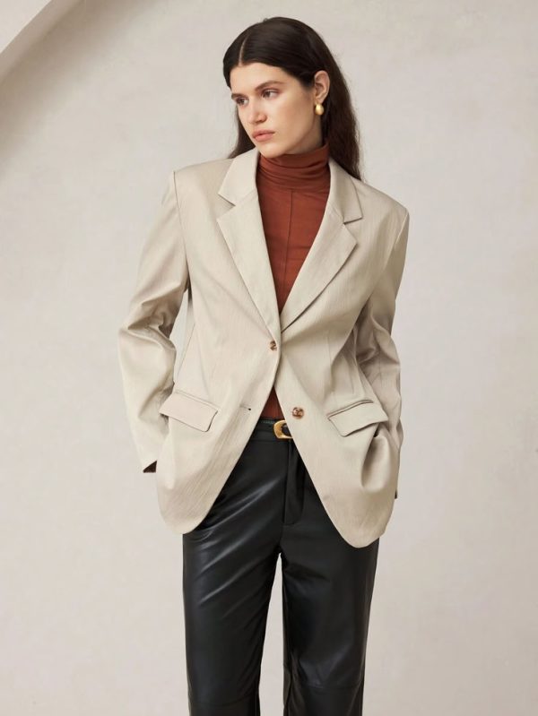 SHEIN BIZwear Women's Casual Solid Color Lapel Blazer Jacket