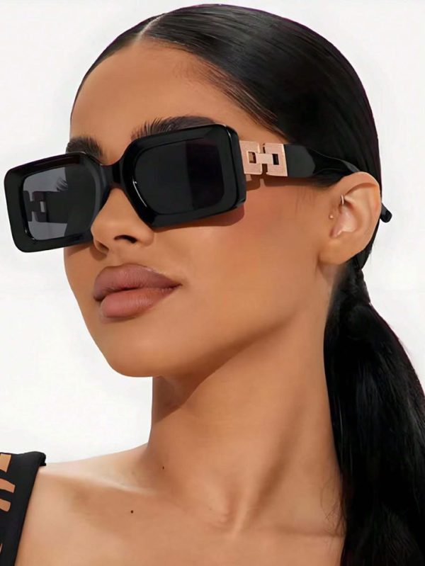 1pair Vintage Plastic Frame Geometric Eyeglasses Shades With Changeable Legs For Outdoor Travel