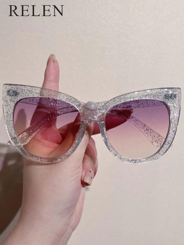 1pc Women Sunglasses 2024 New Retro Trendy Bestselling Bicolor Oversized Cat Eye Frame
