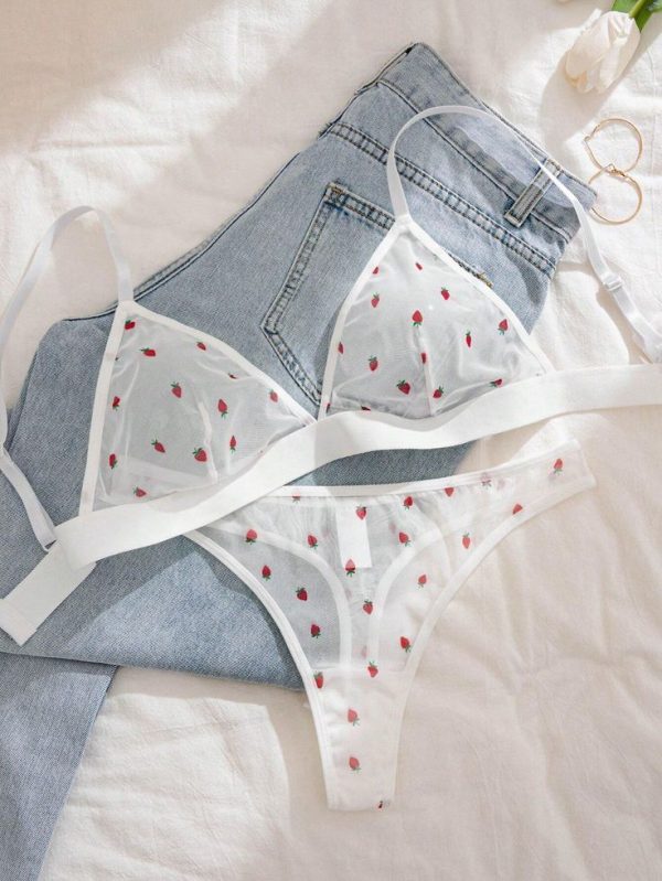 Two-Piece Set Of Women Sexy Lingerie (Wireless Bra And Thong)