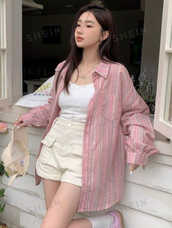 DAZY Women Loose Long Sleeve Casual Everyday Spring/Summer Shirt