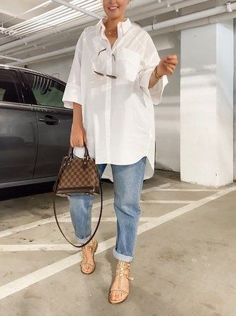 Women Casual Plain Summer 100% Cotton No Elasticity Daily Loose Regular H-Line Ultra lightweight Blouses