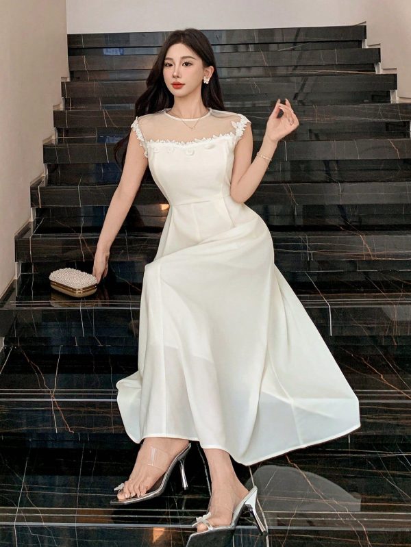 Women's Elegant Solid Color Long Wrap Dress, Spring/Summer Elegant Sundress