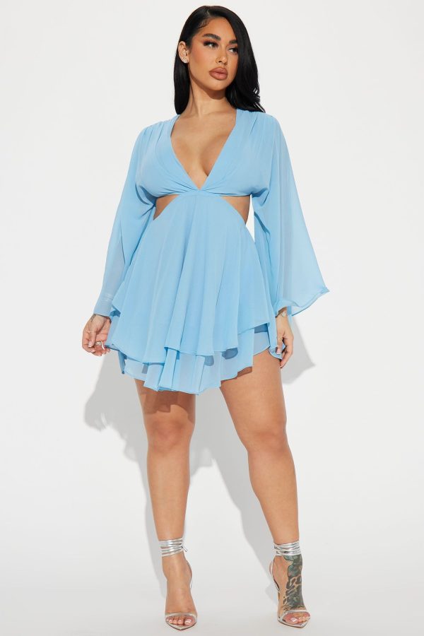 Women's Sasha Chiffon Mini Dress in Blue Size Small