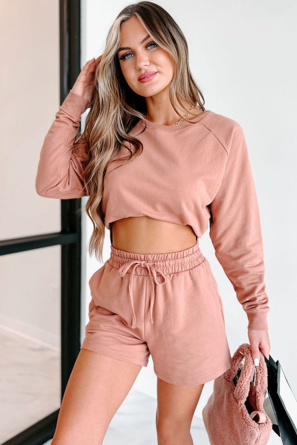Favored To Win French Terry Two-Piece Shorts Set (Cinnamon)