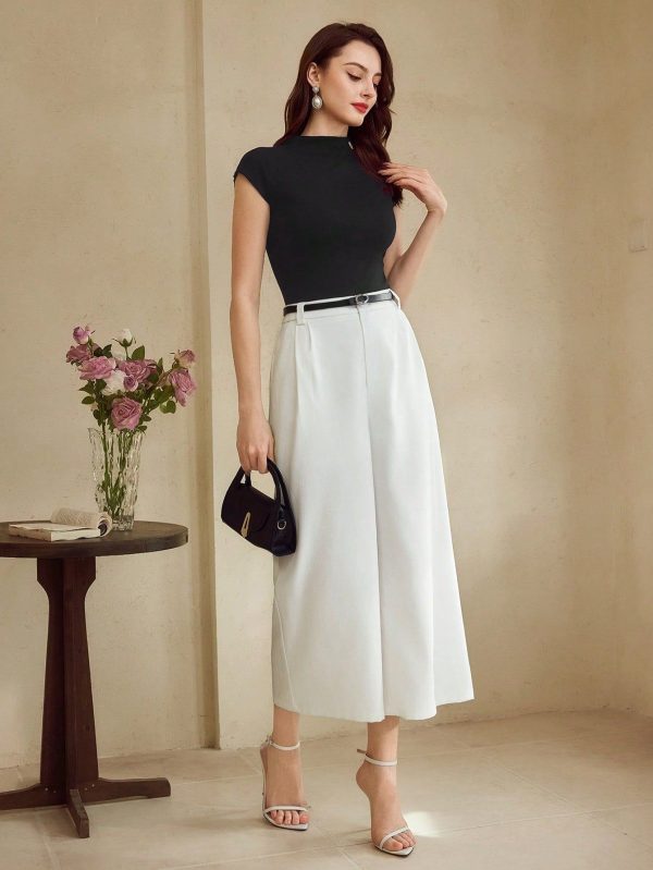 Vintage Elegant Women's High Waist Casual Pants With Pockets Wide Leg Trousers Commuting Holiday Summer Outfits For Women Spring Outfits For Women Easter Summer Clothes Vacation Outfits Women Business Casual Woman Office Outfits For Women Pants For Women Easter Outfit Women Birthday Outfits For Women Bottoms Concert Outfit Women Work Clothes Women Summer Clothes Women Spring Clothes White Pants Church Clothes Women Cruise Attire Women