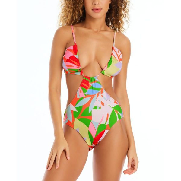 Sanctuary Womens Cut-Out Plunging One-Piece Swimsuit - XL / Multi