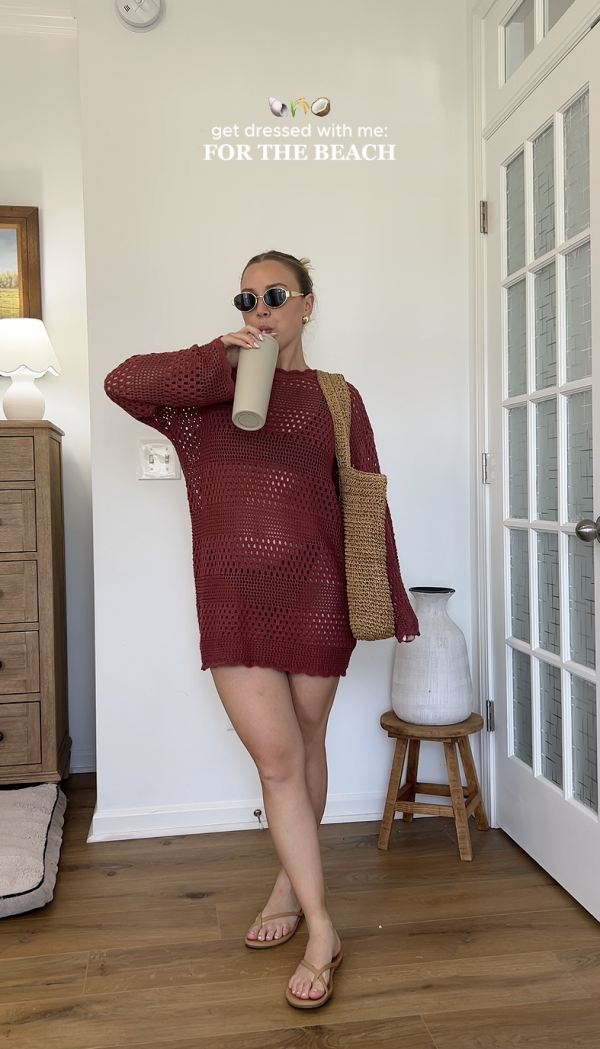 Prinbara Crochet Cover Up for Women Swimsuit Summer Bathing Suit 2024 Swim Hollow Out Bikini Swimwear Mesh Knit Beach Dress