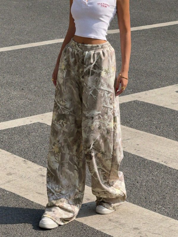Women's Loose Casual Sweatpants With Branch Print