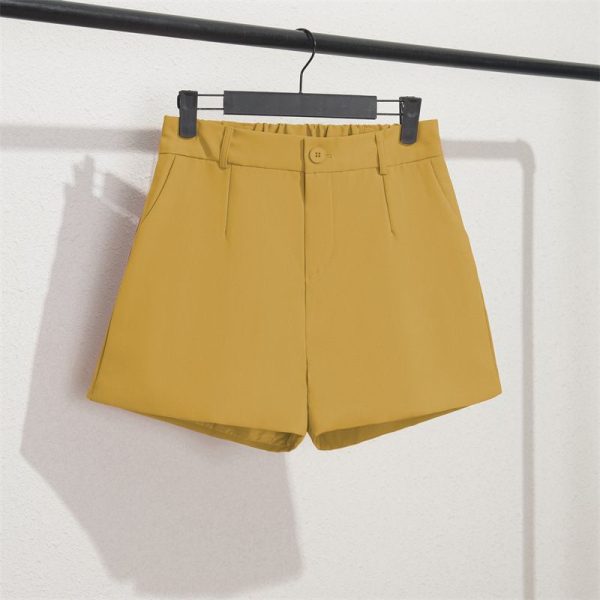 Zingj Zingj Spring And Summer Shorts Female Autumn Summer 2024 New High Waist Khaki Boot Pants Are Versatile With A Thin Korean Version Of Wide Leg Pants 306 Lemon Yellow-2XL