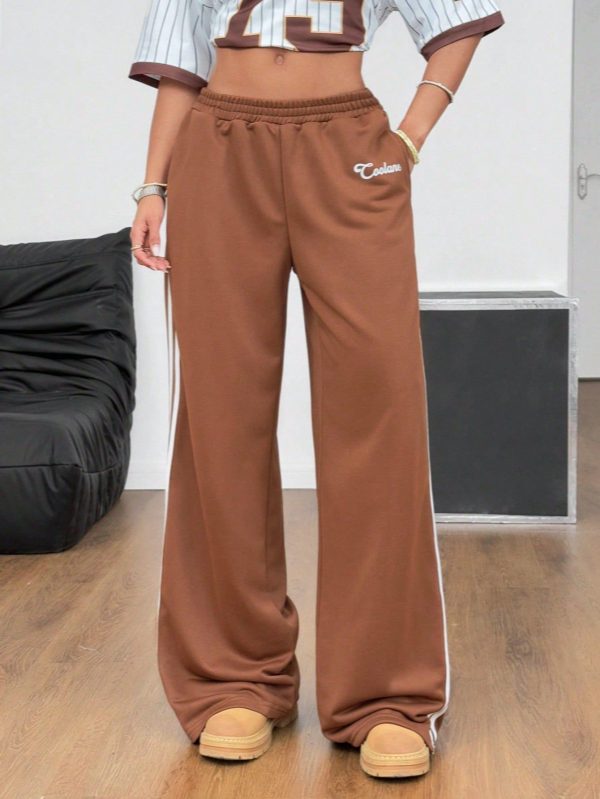 Women's Summer Streetwear Going Out Vintage Banded Texture Decoration Brown Straight Low Rise Brown Pants