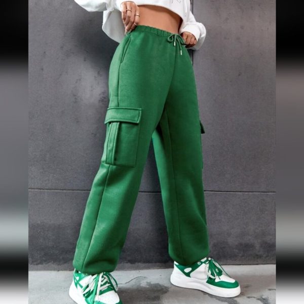 Shein Pants & Jumpsuits | Shein Ezwear Flap Pocket Side Drawstring Waist Sweatpants Size Women's Medium | Color: Green | Size: M
