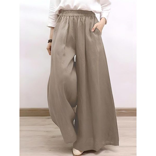 Women's Chinos Vintage Fashion Basic Full Length High Waist Plain Pocket Comfort Inelastic Outdoor Vacation Yoga claret Dark navy Khaki Army Green Summer Spring Fall Winter Loose Fit