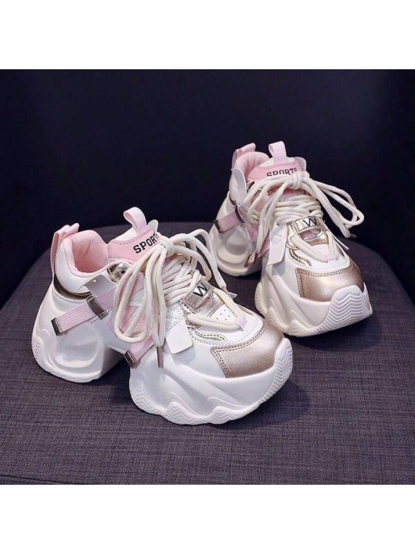 Height Increasing Insole Platform Dad Shoes Women's 2025 Autumn And Winter New Muffin Bottom Small Super Light 7cm