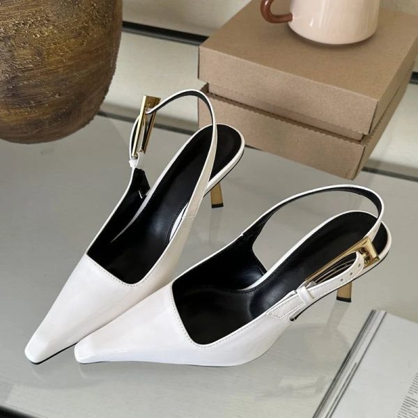 Eilyken Street Style Sexy Pointed Toe Metal Buckle Strap Women Pumps Stripper Sandals  Slingback High Heels Female Shoes - Black / 38