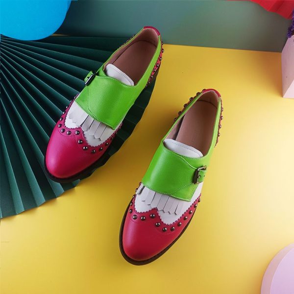 New Women's Leather Summer Platform Sneakers Flat Casual Oxford Shoes Loafers Moccasins Spring