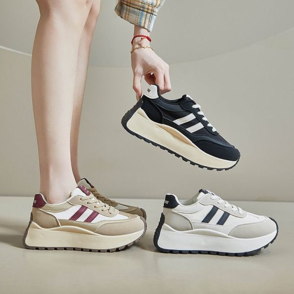 Women Sports Shoes Retro Multifunctional Casual Lightweight Thick Sole Vulcanized Shoes Fashionable
