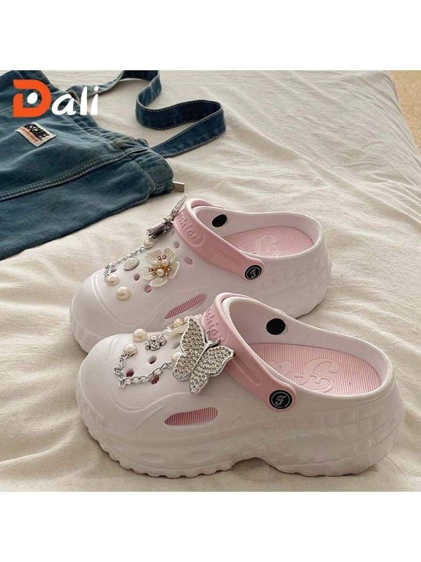 2025 New Thick Sole Clogs Sandals Women, Fashion Party Casual Outdoor Cute Cartoon EVA Beach Summer Spring Wear