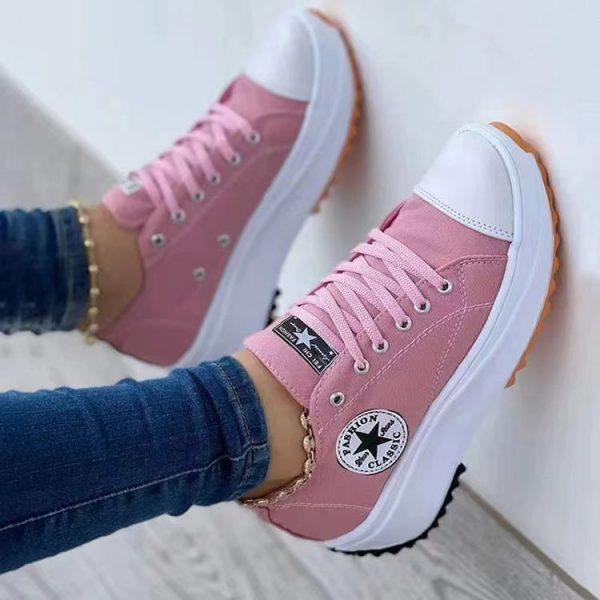 Zingj Large Size Strapped Canvas Shoes Women's 2024 New Women's Casual Single Shoes With High Upper And Shallow Mouth Pink-38