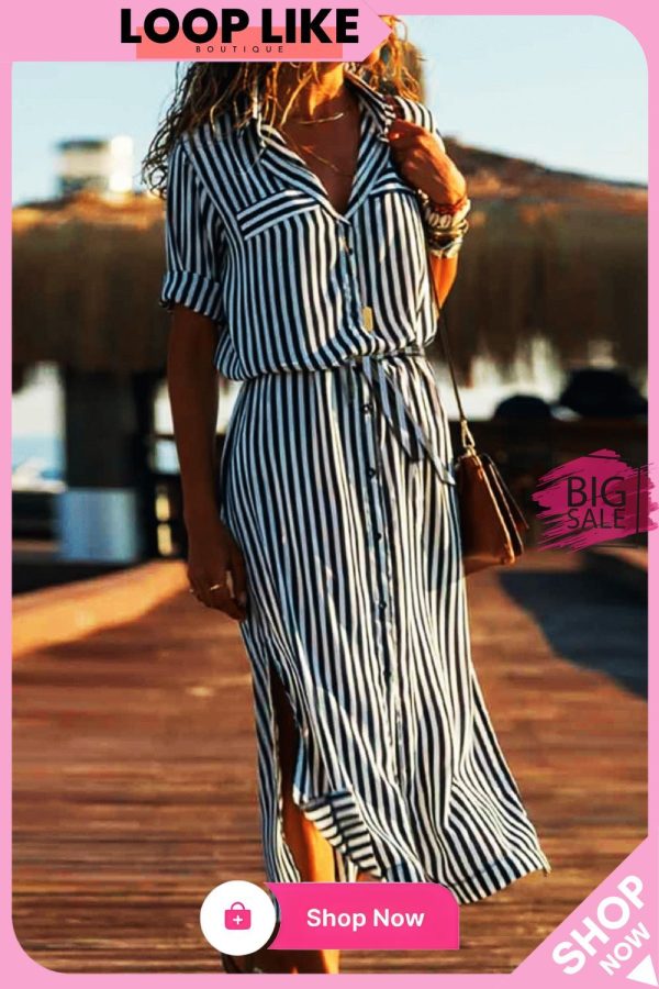 Chiffon Shirt Maxi Dress(2 Colors)