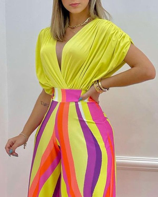 Zingj Independent Station Popular Style Summer New Sexy Fashion Women's Wear Two-Piece Set Yellow-XL