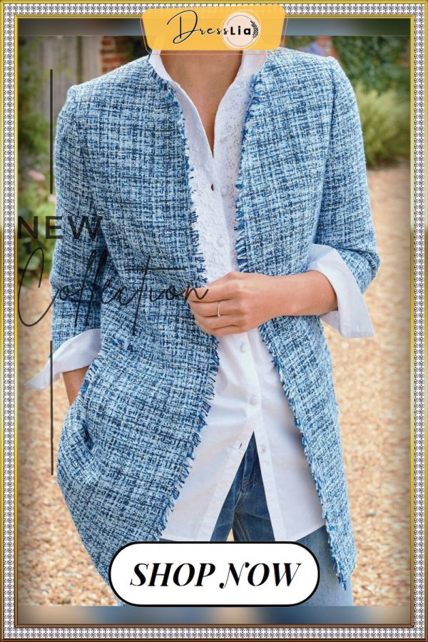 Casual Texture Long Sleeve Woolen Edge Coat