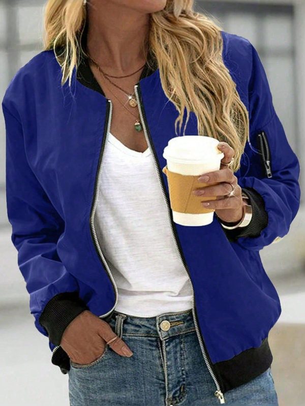 Women's Fashion Stand Collar Zipper Lightweight Jacket, Spring/Summer