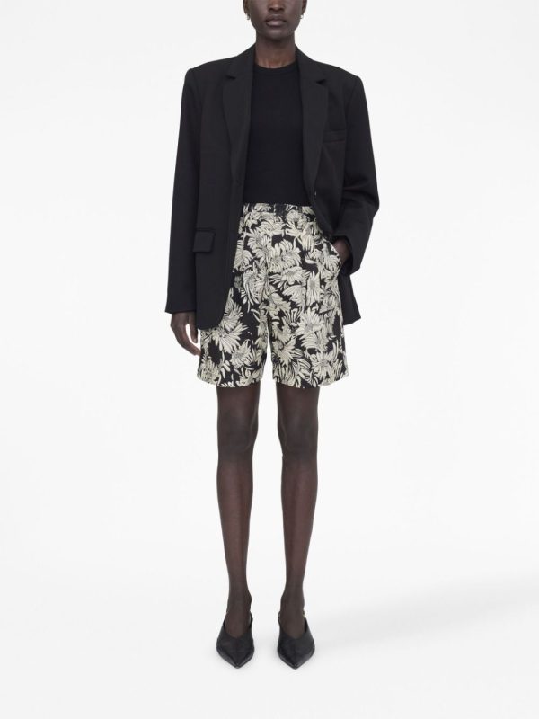 Anine Bing Carrie Floral-print Shorts - Black