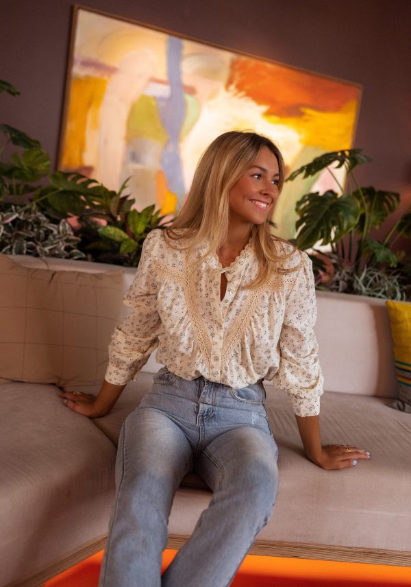 Beige Floral Brida Shirt - S-M