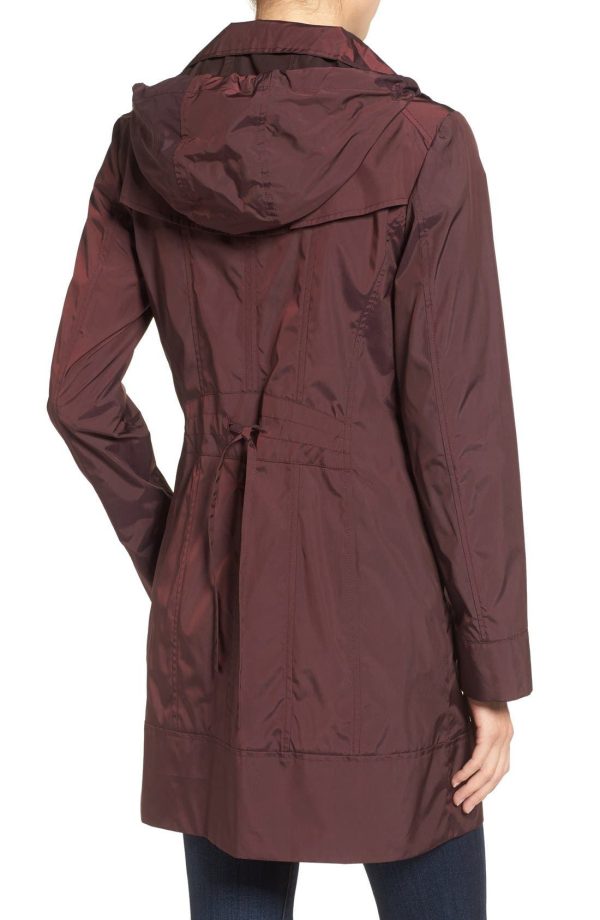 Cole Haan Signature Back Bow Packable Hooded Raincoat in Eggplant at Nordstrom Rack, Size X-Small