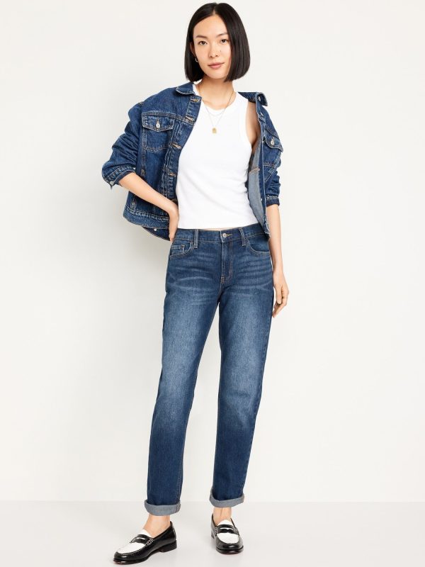 Old Navy Women's Mid-Rise Wow Boyfriend Straight Jeans Blue Size 0