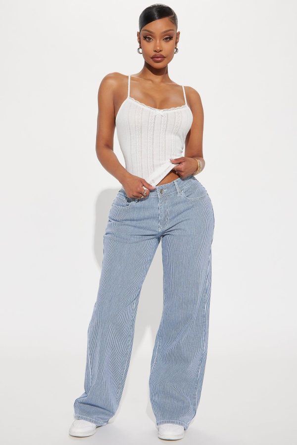 Women's Jayleen Striped Baggy Jeans in Medium Wash Size 5