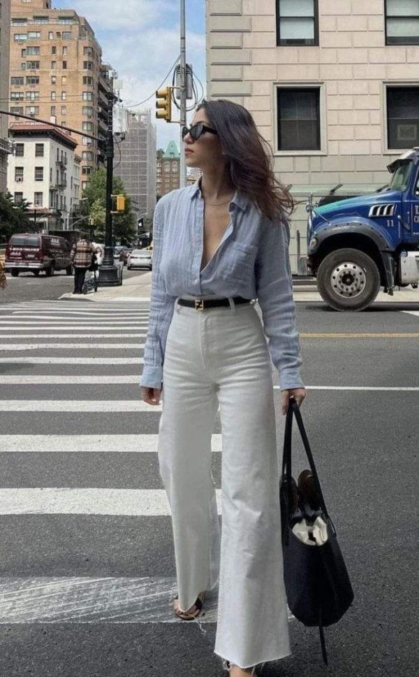 Outfit elegante y casual pantalon blanco