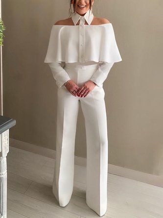Women Urban Blouses Shirt Collar Loose Long Sleeve Plain Spring/Fall for Commuting