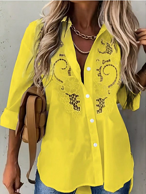 Women's Solid Color Embroidery Casual Shirt