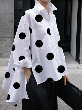 Stylewe Long Sleeve White Yellow Pink Blue Black Women Blouses And Shirts Shirt Collar Casual Polyester Fibre Elegant Polka Dots Blouses And Shirts